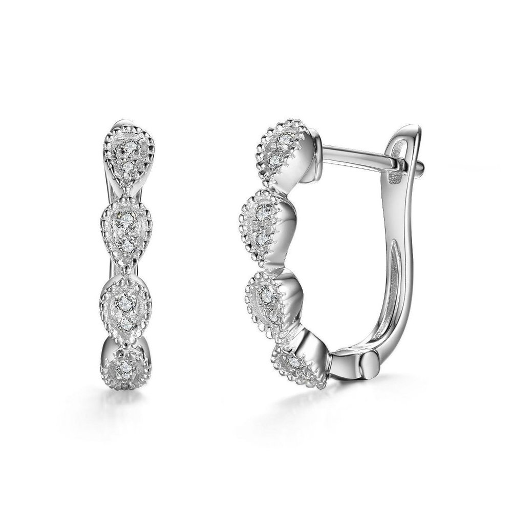 Real Diamond Pear Shape Huggies Earrings WhiteGold